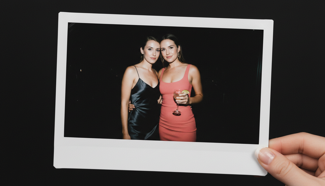 Промпт для фото в стиле 📸 Девичник в кадре Polaroid: момент счастья