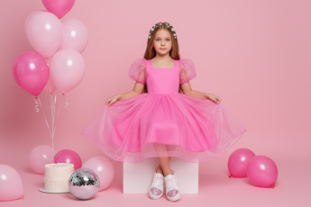 Промпт для фото в стиле 👗 Принцесса в кроссовках: воздушная фотосессия в розовых тонах