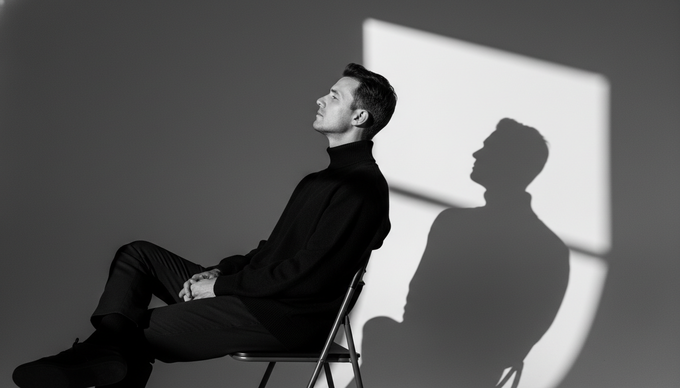 Промпт для фото в стиле 📸 Игра света и тени: минималистичный портрет в профиль