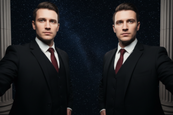 Промпт для фото в стиле 👥 Зеркальные двойники в таинственном ночном антураже