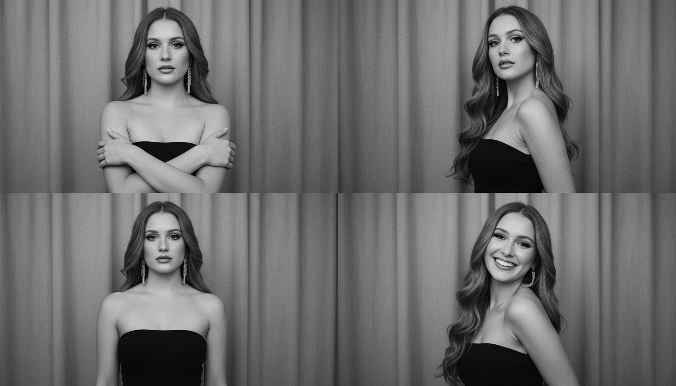 Промпт для фото в стиле 📸 Монохромные эмоции: студийный портрет в четырех настроениях