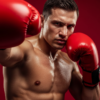 Промпт для фото в стиле 🥊 Боксёр в красном: драматичный студийный портрет
