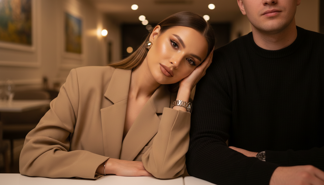 Промпт для фото в стиле 📸 Романтический вечер в теплых тонах ресторана