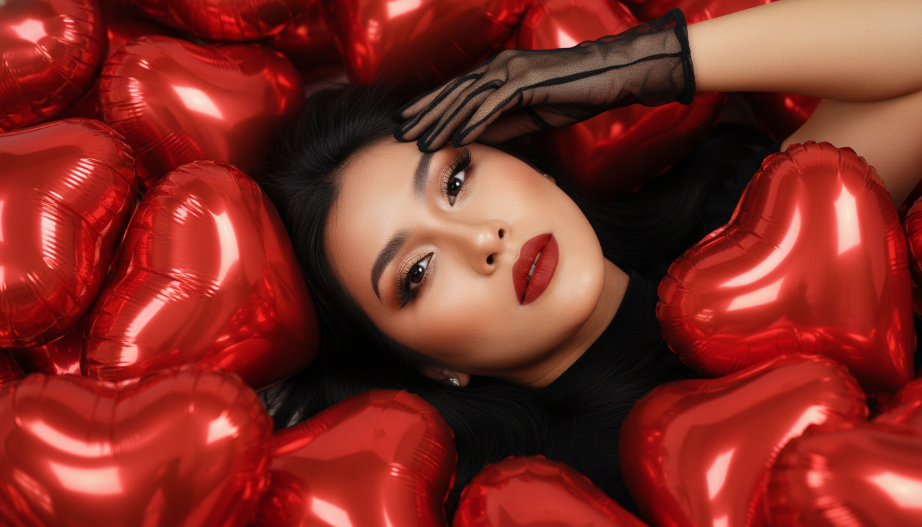 Промпт для фото в стиле 💝 Романтическая фотосессия в море сердец