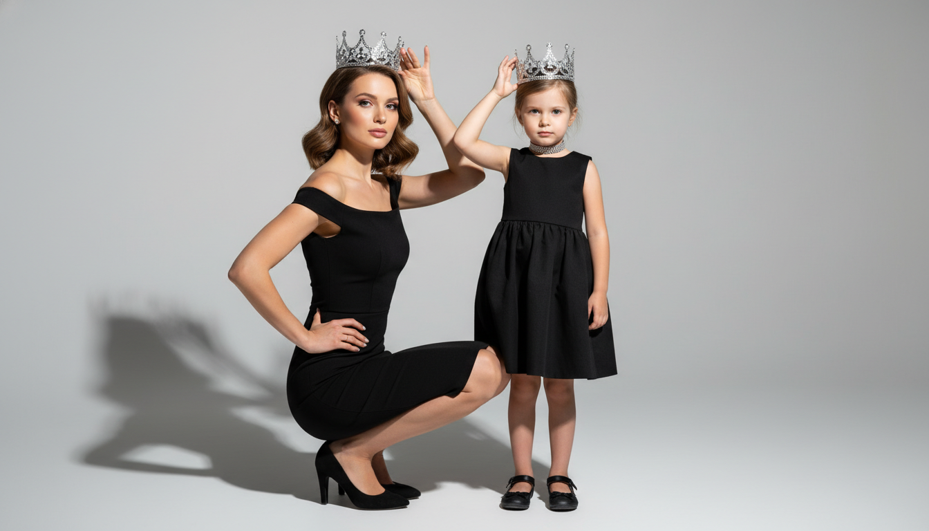 Промпт для фото в стиле 👑 Королевская фотосессия мамы и дочки в студии