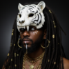 Промпт для фото в стиле 🐯 Шаман в маске белого тигра: мистический портрет