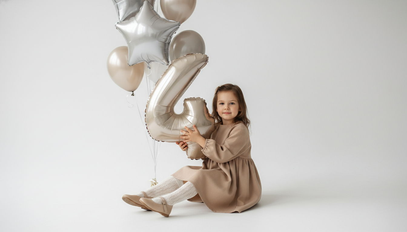 Промпт для фото в стиле 🎈 Особенный день: нежная фотосессия с шарами на 4 года