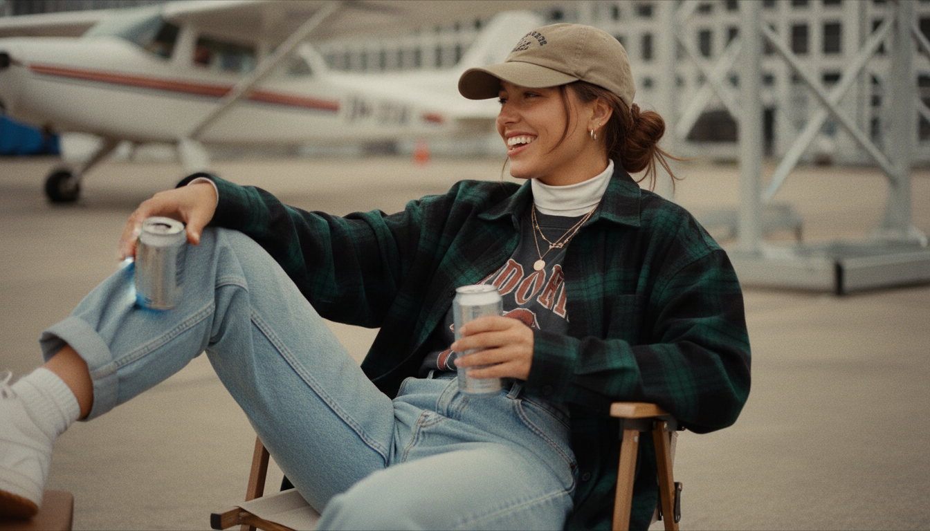 Промпт для фото в стиле 🌅 Стильный отдых в аэропарке: уютный кадр из жизни