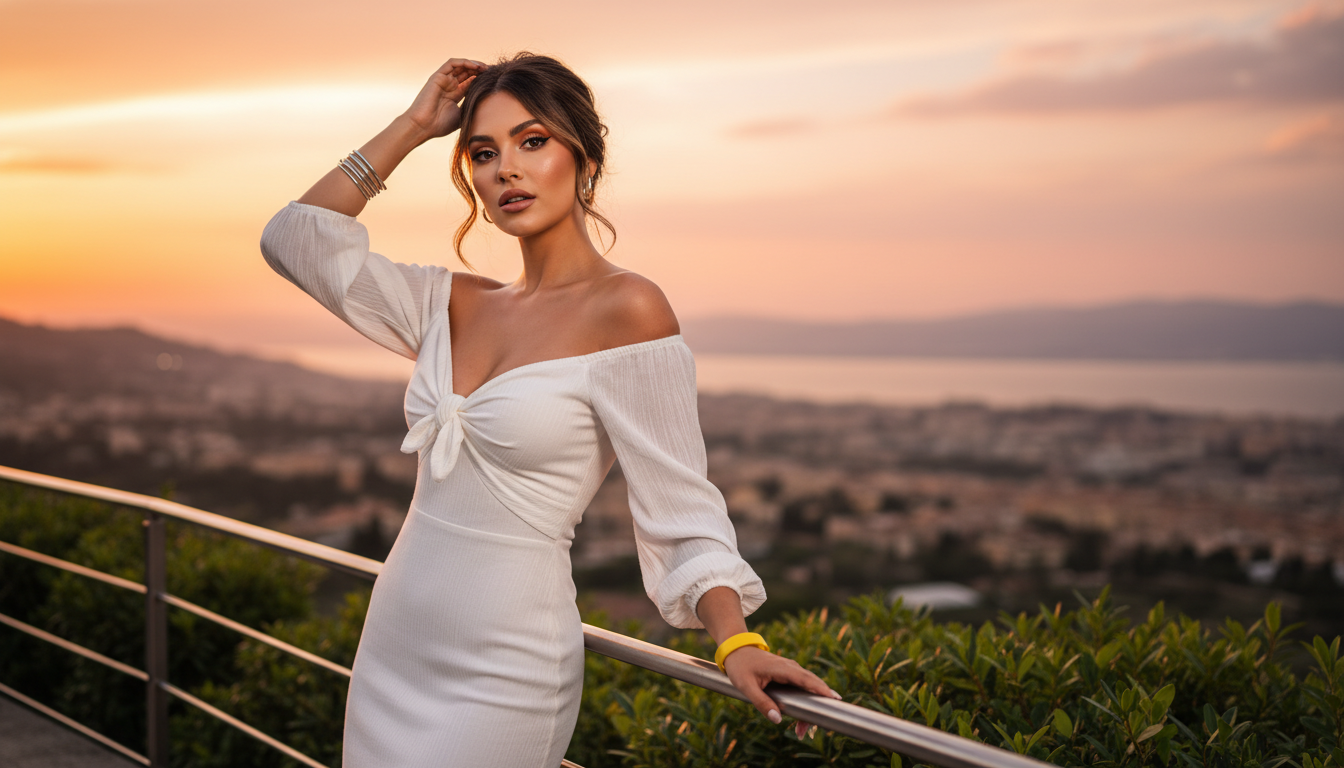 Промпт для фото в стиле 🌅 Закатная романтика на итальянской смотровой площадке