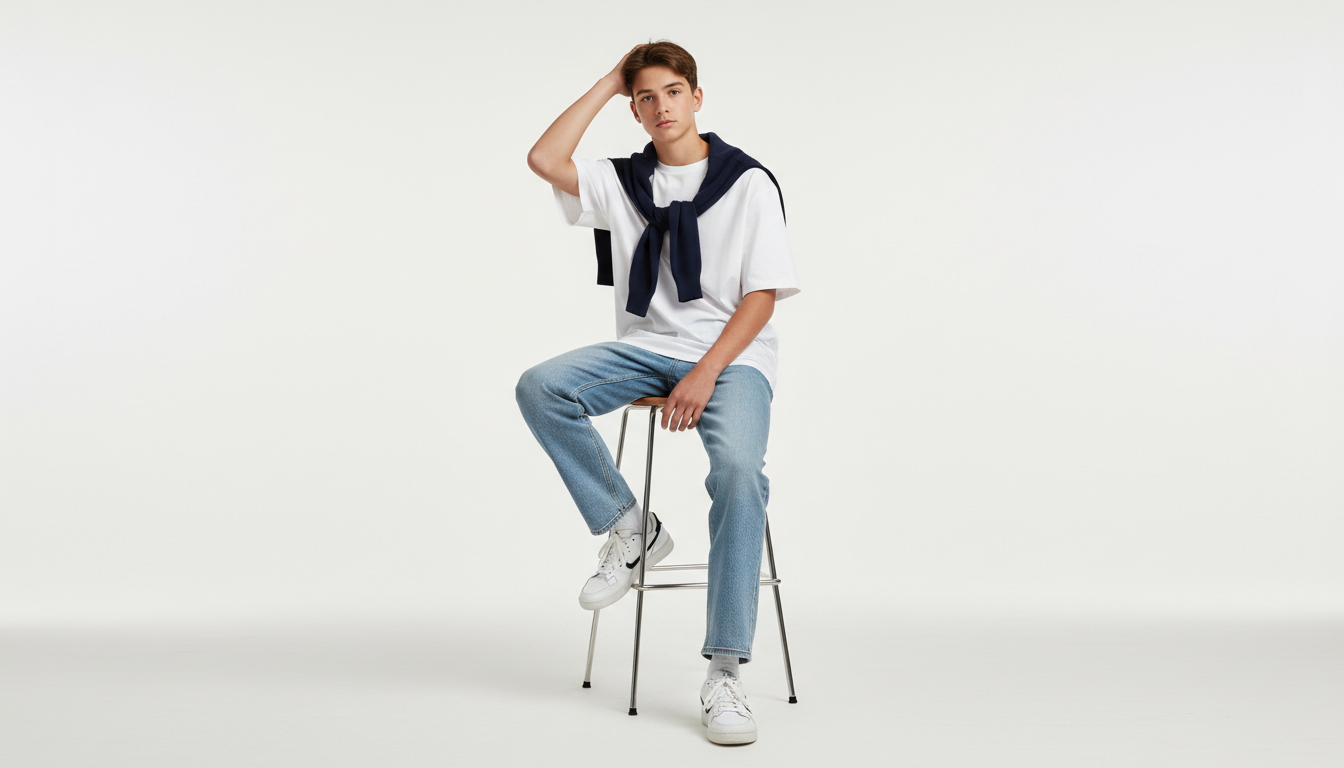 Промпт для фото в стиле 📸 Подростковый портрет в стиле модного минимализма