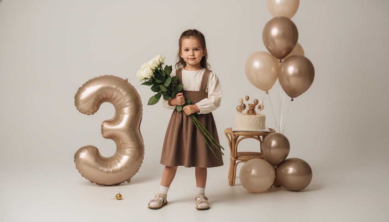 Промпт для фото в стиле 🎈 Нежная фотосессия к третьему дню рождения