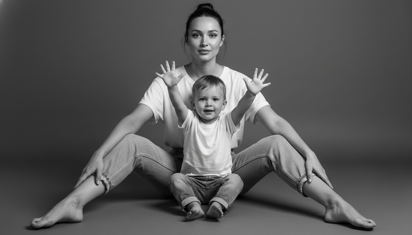 Промпт для фото в стиле 📸 Нежный черно-белый портрет мамы с малышом