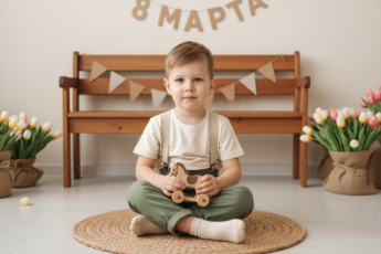 Промпт для фото в стиле 📸 Нежный детский портрет к 8 марта в пастельных тонах