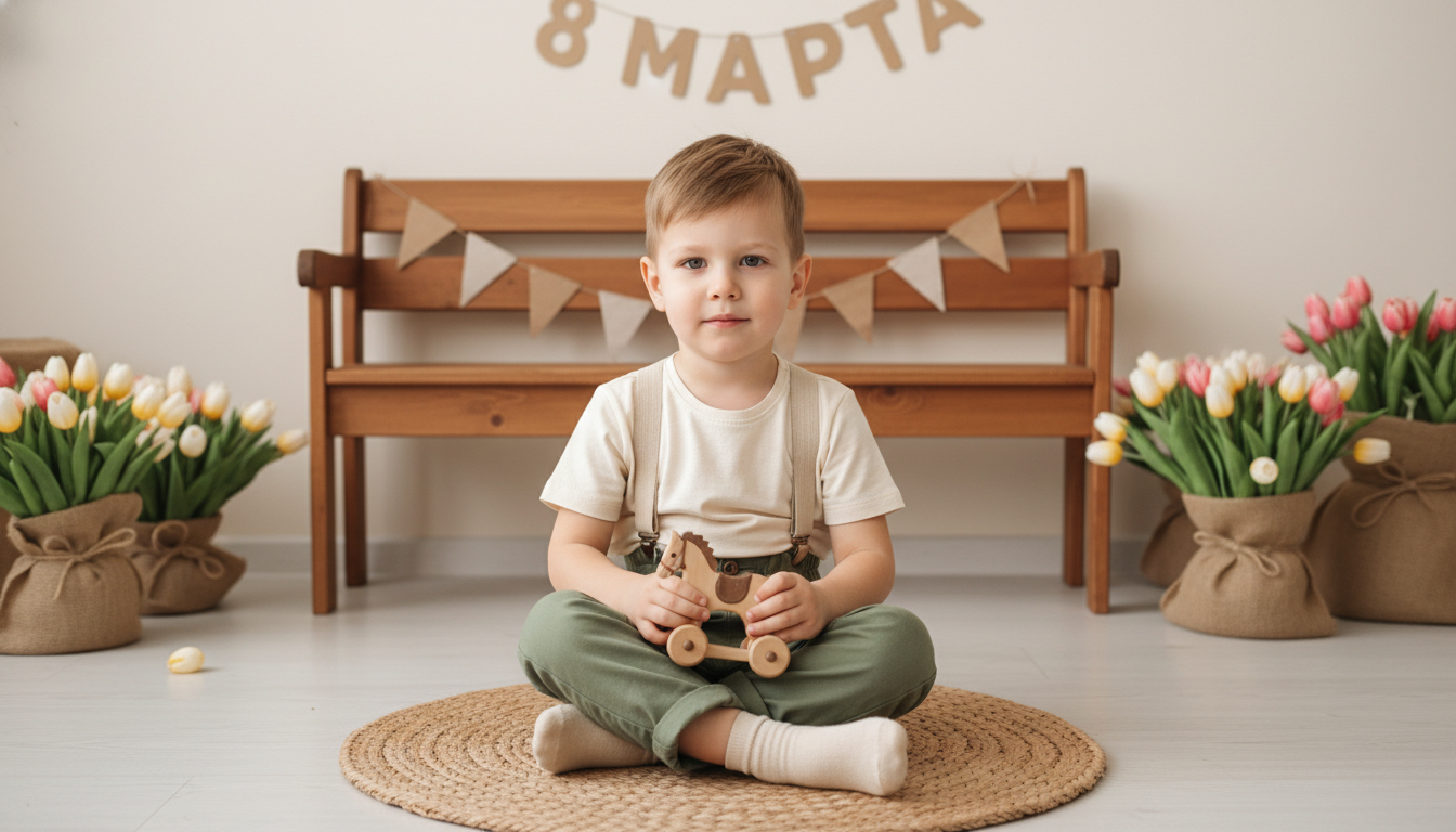 Промпт для фото в стиле 📸 Нежный детский портрет к 8 марта в пастельных тонах