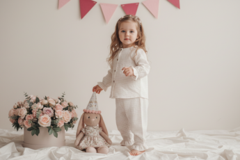 Промпт для фото в стиле 🎈 Нежный детский портрет с любимым зайкой