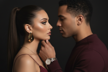 Промпт для фото в стиле 💫 Нежное мгновение любви в бордовых тонах