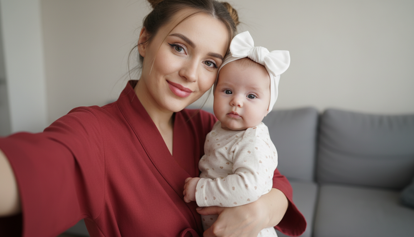 Промпт для фото в стиле 👨‍👦 Нежные моменты материнства в домашнем уюте