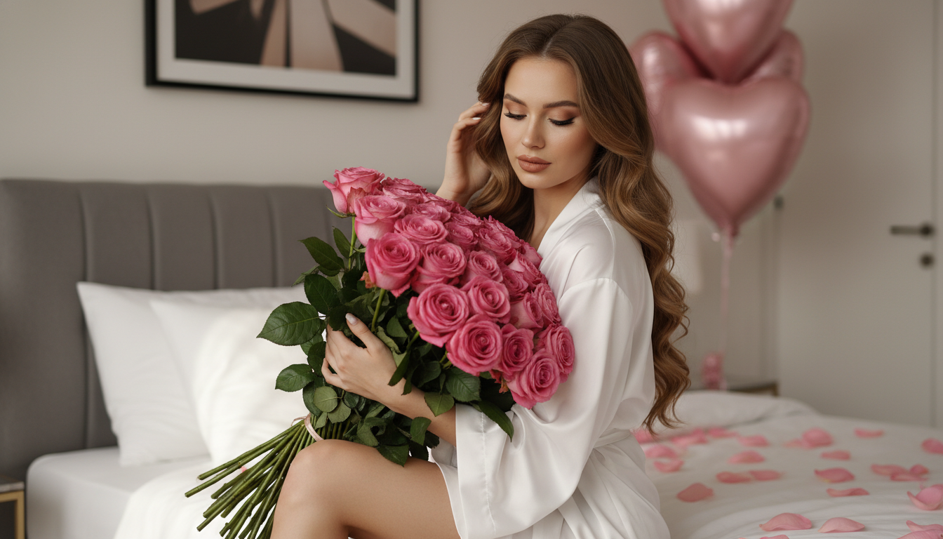 Промпт для фото в стиле 🌹 Нежное утро в розовых мечтах