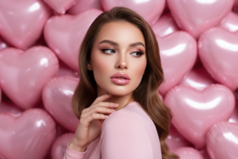 Промпт для фото в стиле 💖 Нежный портрет в море розовых сердец