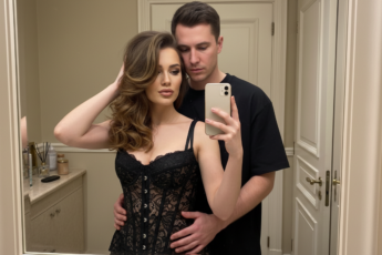 Промпт для фото в стиле 📸 Нежное селфи влюбленных в отражении