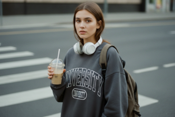 Промпт для фото в стиле 📸 Городские будни: кофе, музыка и стильный casual