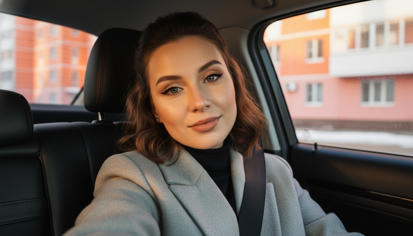 Промпт для фото в стиле 🌆 Селфи в городском закате: магия последних лучей