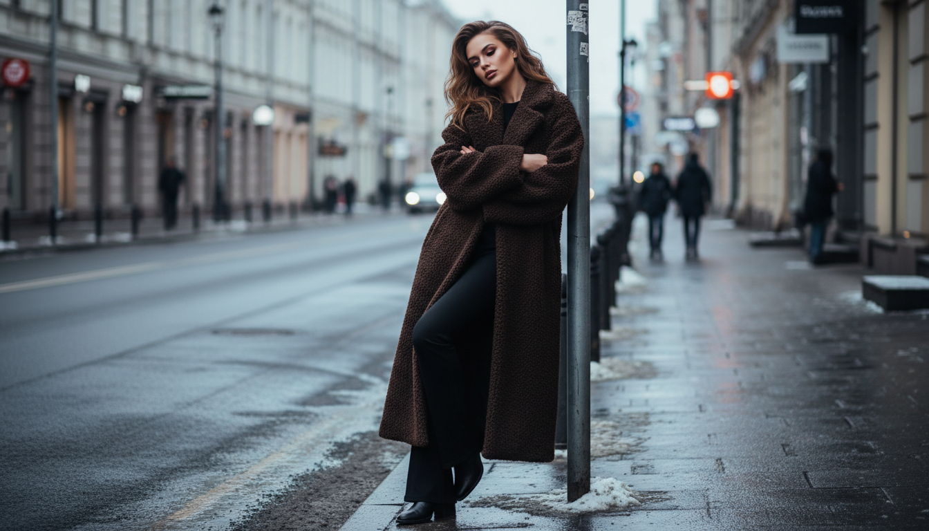 Промпт для фото в стиле 🌨️ Зимняя меланхолия на городских улицах