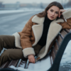 Промпт для фото в стиле 🌨️ Зимний портрет: уютная элегантность на заснеженной скамейке