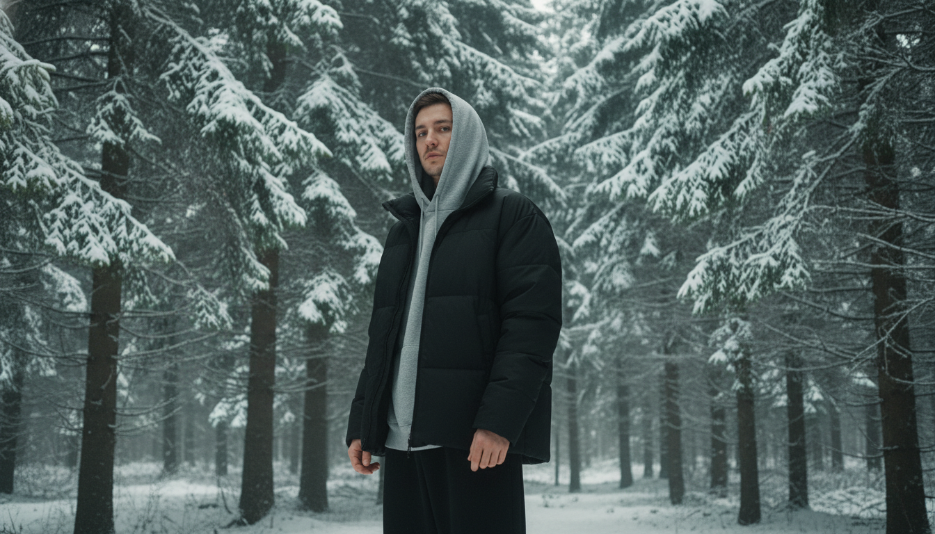 Промпт для фото в стиле 🌲 Зимний портрет в сердце елового леса