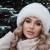 Промпт для фото в стиле 🎄 Зимнее селфи: уютный портрет в меховой шапке