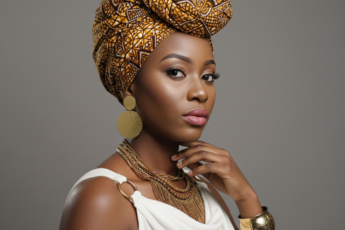 Промпт для фото в стиле 👑 Африканская королева: портрет в золоте и орнаментах