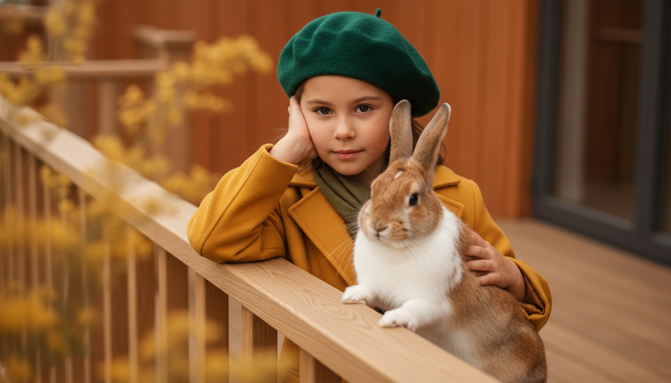 Промпт для фото в стиле 🎭 Девочка с кроликом: осенний портрет в тёплых тонах