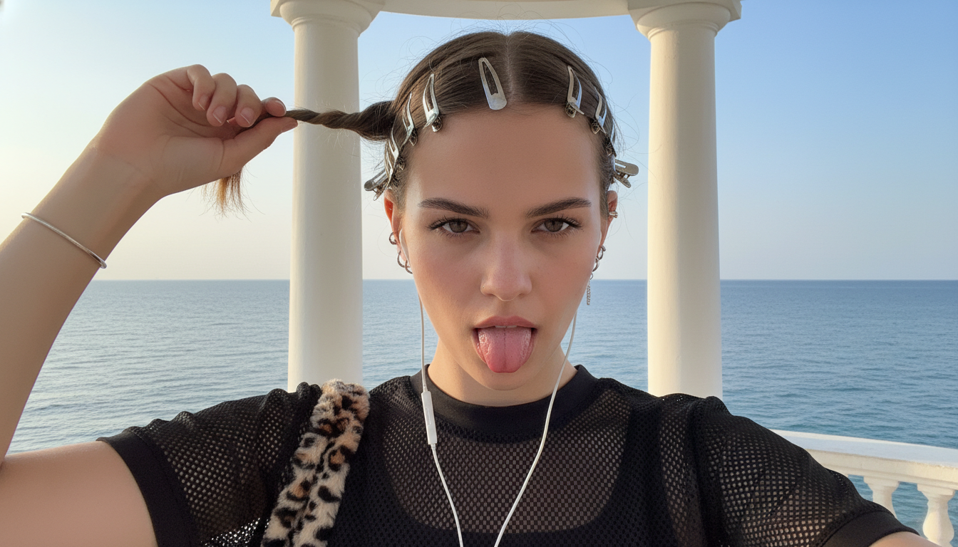 Промпт для фото в стиле 📸 Дерзкое селфи у моря: эстетика поколения Z