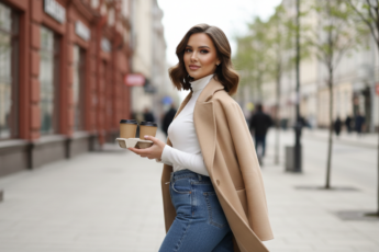 Промпт для фото в стиле ☕️ Кофе на двоих: модная прогулка по весеннему городу