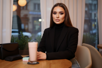 Промпт для фото в стиле ☕️ Уютная атмосфера городского кафе в портрете незнакомки