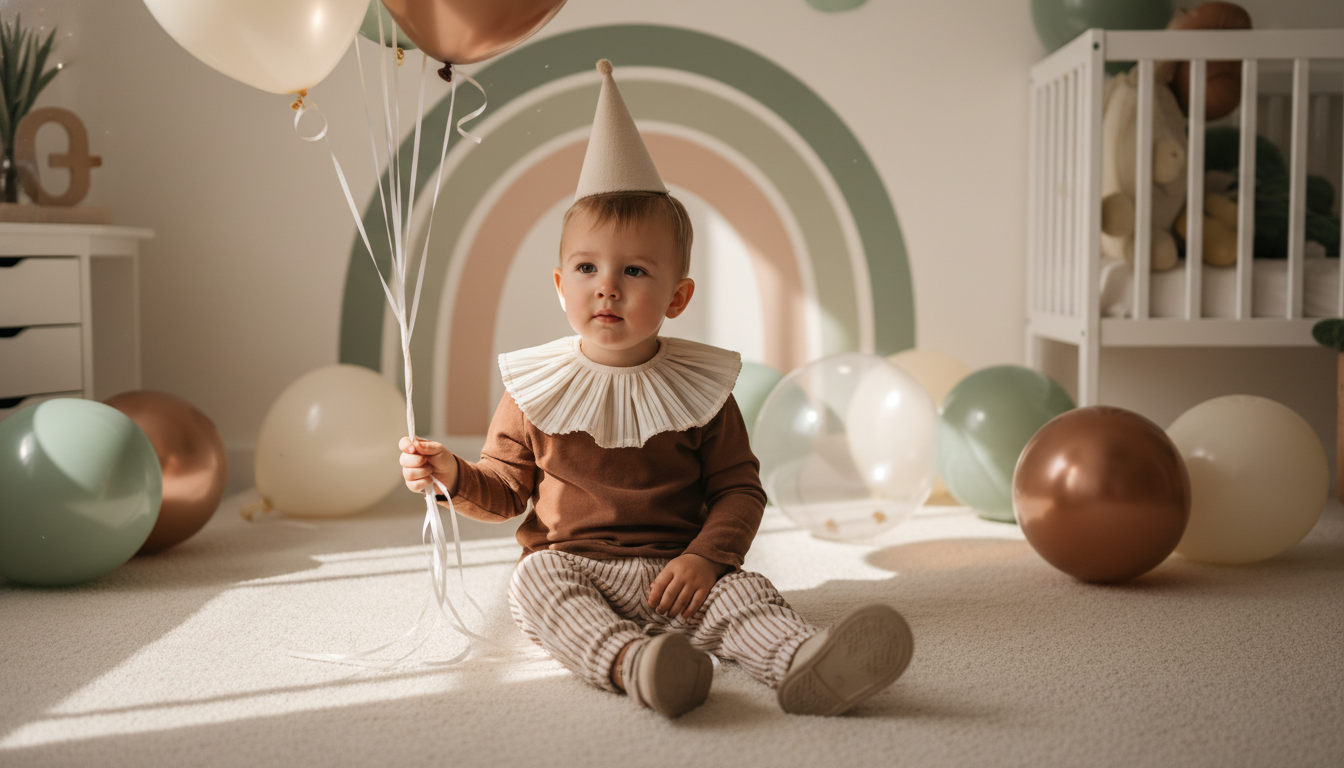 Промпт для фото в стиле 🎈 Уютный детский праздник в пастельных тонах