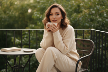 Промпт для фото в стиле 🌅 Уютное утро на солнечном балконе