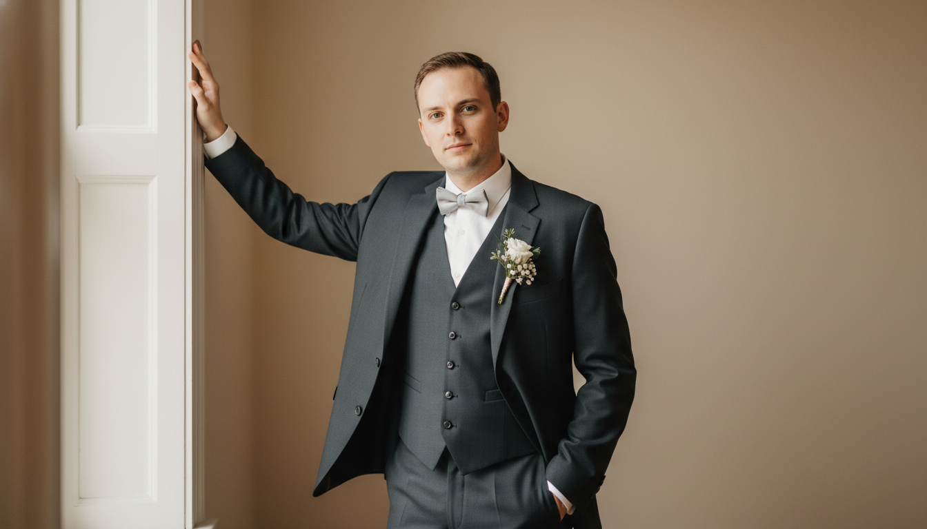 Промпт для фото в стиле 👔 Элегантный портрет джентльмена у окна