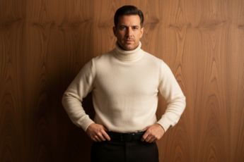 Промпт для фото в стиле 🖼️ Элегантный мужской портрет в теплых древесных тонах