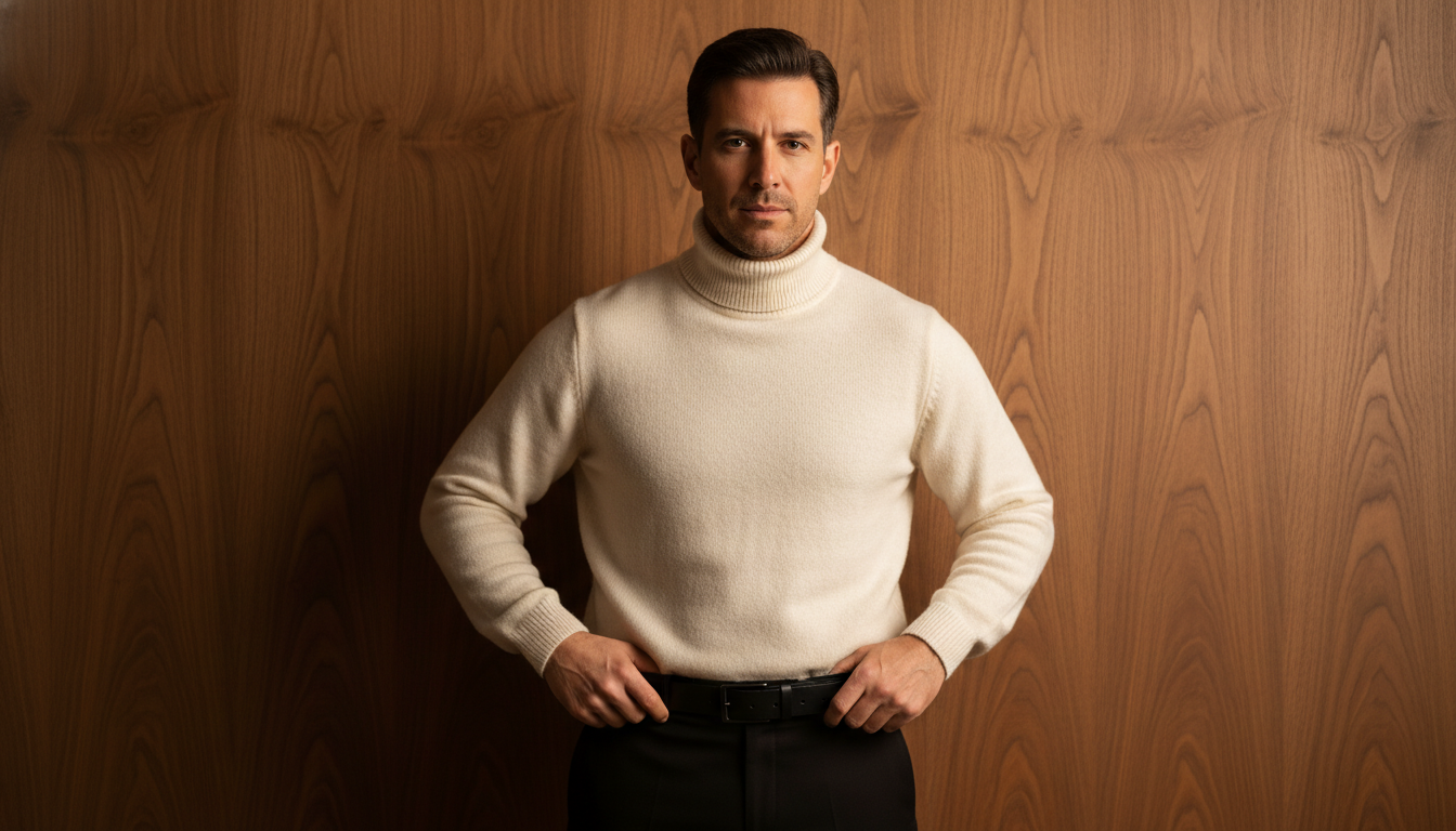 Промпт для фото в стиле 🖼️ Элегантный мужской портрет в теплых древесных тонах