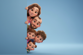 Промпт для фото в стиле 👨👩👧👦 Семейный портрет в стиле Pixar: все в сборе!