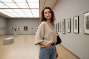 Промпт для фото в стиле 🎨 Модный день в галерее современного искусства