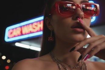 Промпт для фото в стиле 🌆 Роковая красотка в неоновых огнях города