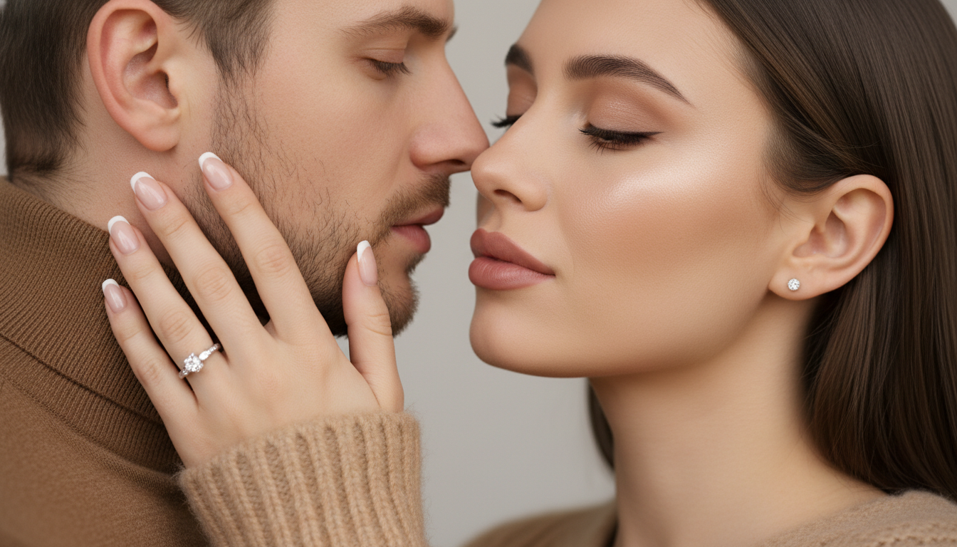 Промпт для фото в стиле 💫 Нежный поцелуй в теплых бежевых тонах