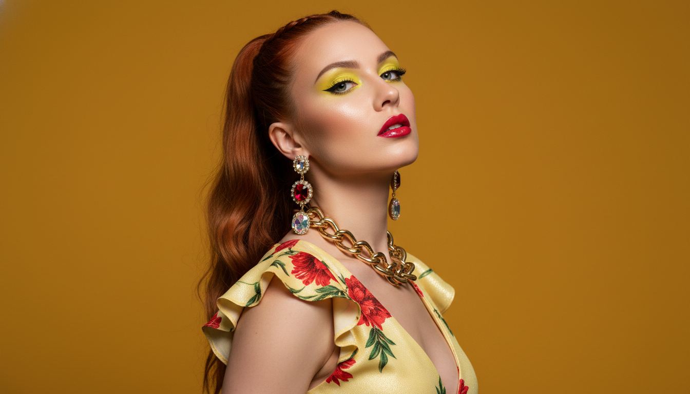 Промпт для фото в стиле 🌟 Золотая богиня: фэшн-портрет в солнечных тонах