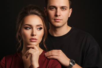 Промпт для фото в стиле 📸 Интимный портрет пары в теплых тонах