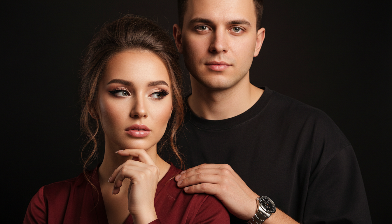 Промпт для фото в стиле 📸 Интимный портрет пары в теплых тонах