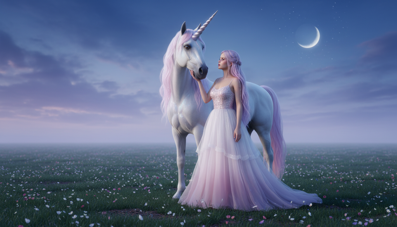 Промпт для фото в стиле 🌙 Волшебная встреча в сумеречном саду