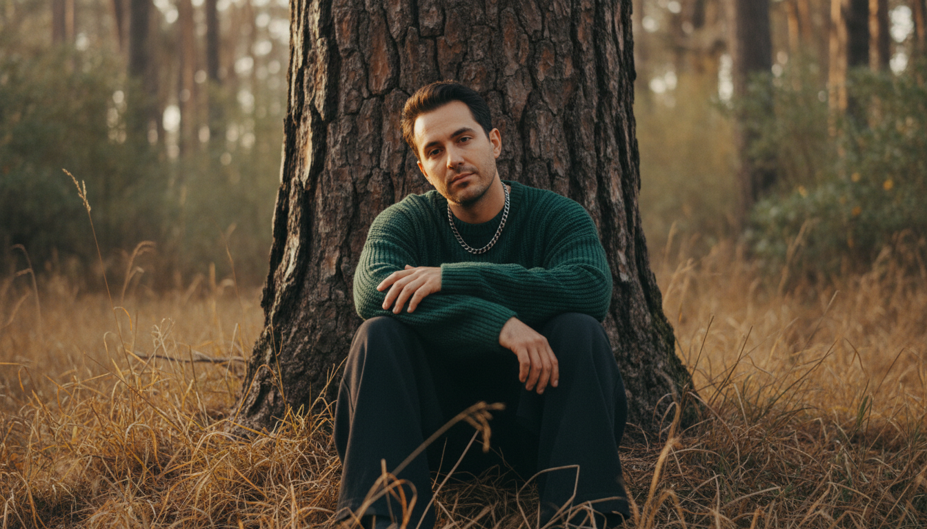 Промпт для фото в стиле 🍂 Меланхоличный портрет в золоте осеннего леса