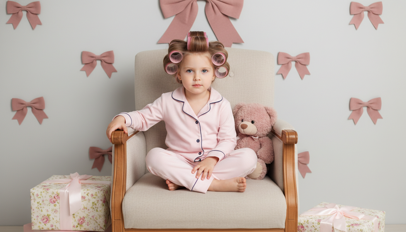 Промпт для фото в стиле 🎀 Маленькая принцесса готовится ко сну